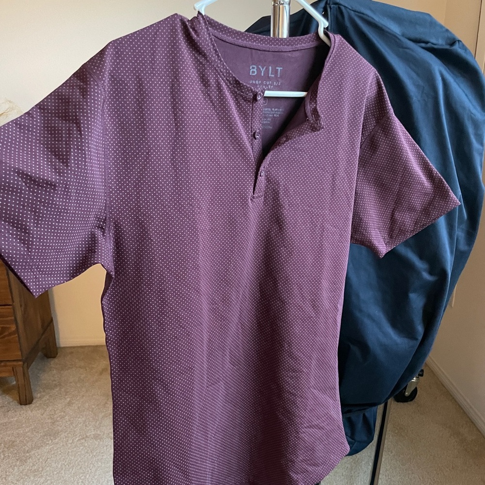 BYLT micro-dot drop cut Henley